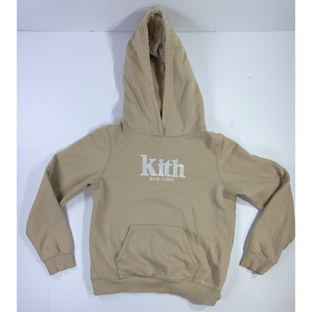 Kith Kids Hoodie Tan Embroidered Logo Pullover Sweatshirt Youth 10-11